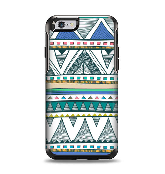 The Abstract Blue and Green Triangle Aztec Apple iPhone 6 Otterbox Symmetry Case Skin Set
