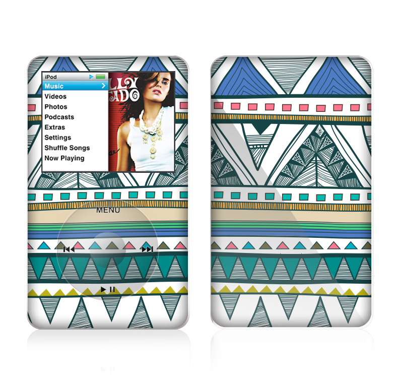 The Abstract Blue and Green Triangle Aztec Skin For The Apple iPod Classic