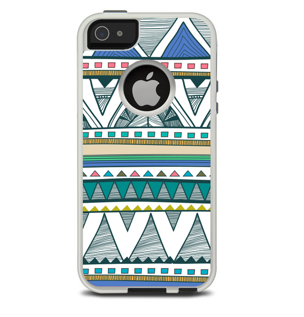 The Abstract Blue and Green Triangle Aztec Skin For The iPhone 5-5s Otterbox Commuter Case