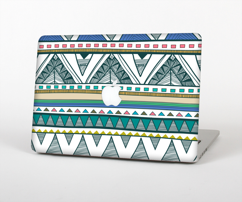 The Abstract Blue and Green Triangle Aztec Skin for the Apple MacBook Pro 13"  (A1278)