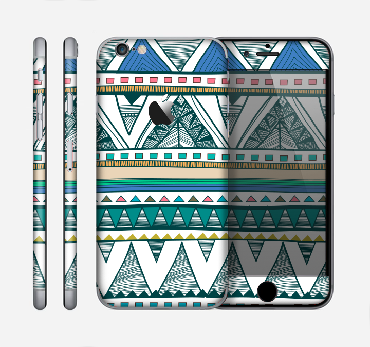 The Abstract Blue and Green Triangle Aztec Skin for the Apple iPhone 6