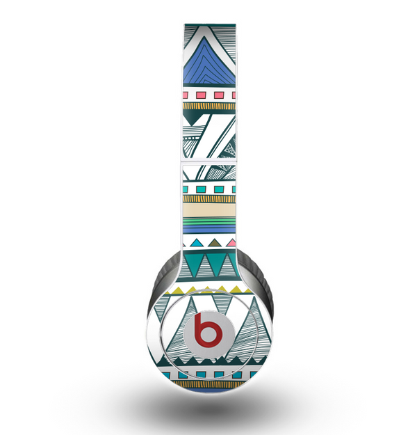 The Abstract Blue and Green Triangle Aztec Skin for the Beats by Dre Original Solo-Solo HD Headphones