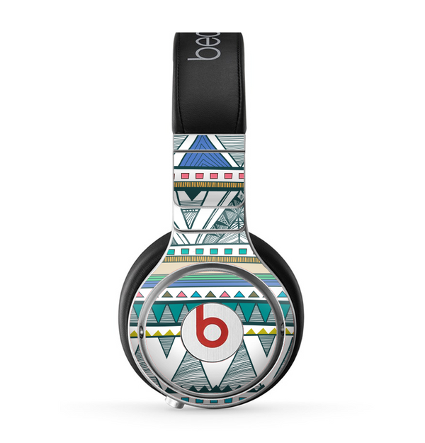 The Abstract Blue and Green Triangle Aztec Skin for the Beats by Dre Pro Headphones