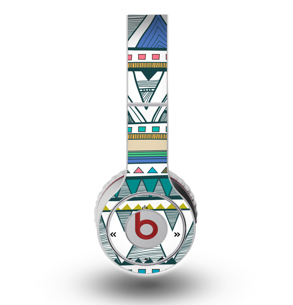 The Abstract Blue and Green Triangle Aztec Skin for the Original Beats by Dre Wireless Headphones