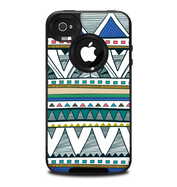 The Abstract Blue and Green Triangle Aztec Skin for the iPhone 4-4s OtterBox Commuter Case
