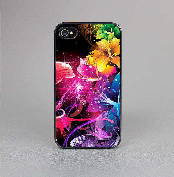 The Abstract Bright Neon Floral Skin-Sert for the Apple iPhone 4-4s Skin-Sert Case