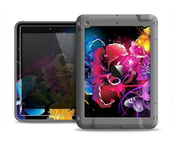 The Abstract Bright Neon Floral Apple iPad Mini LifeProof Fre Case Skin Set