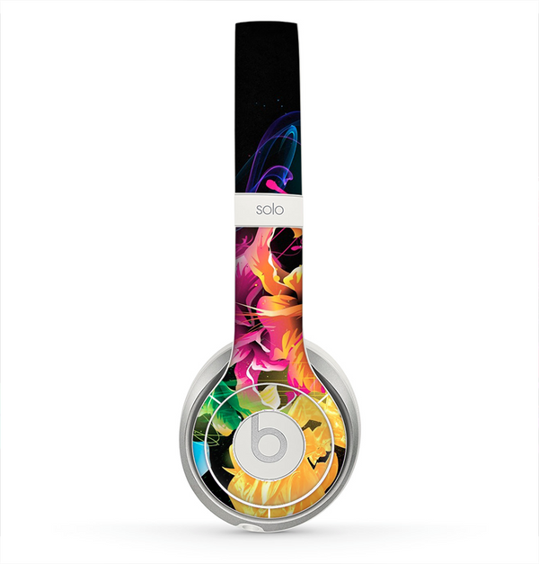 The Abstract Bright Neon Floral Skin for the Beats by Dre Solo 2 Headphones