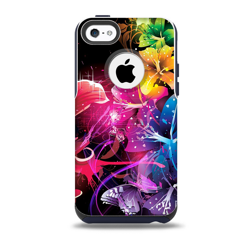 The Abstract Bright Neon Floral Skin for the iPhone 5c OtterBox Commuter Case