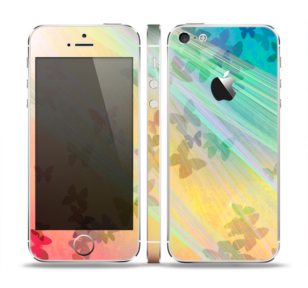 The Abstract Color Butterfly Shadows Skin Set for the Apple iPhone 5
