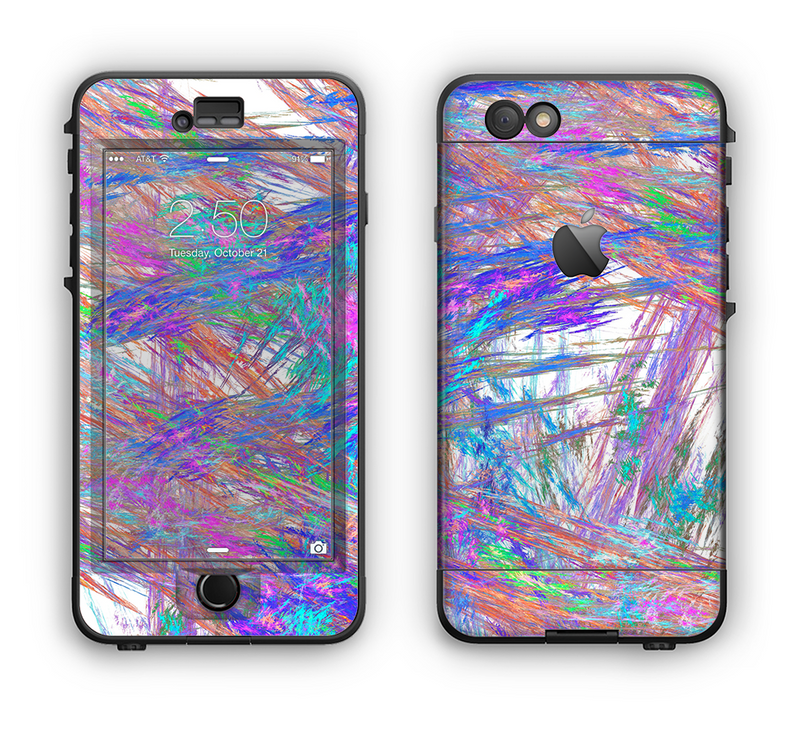 The Abstract Colorful Oil Paint Splatter Strokes Apple iPhone 6 LifeProof Nuud Case Skin Set