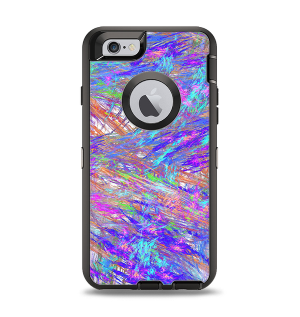 The Abstract Colorful Oil Paint Splatter Strokes Apple iPhone 6 Otterbox Defender Case Skin Set