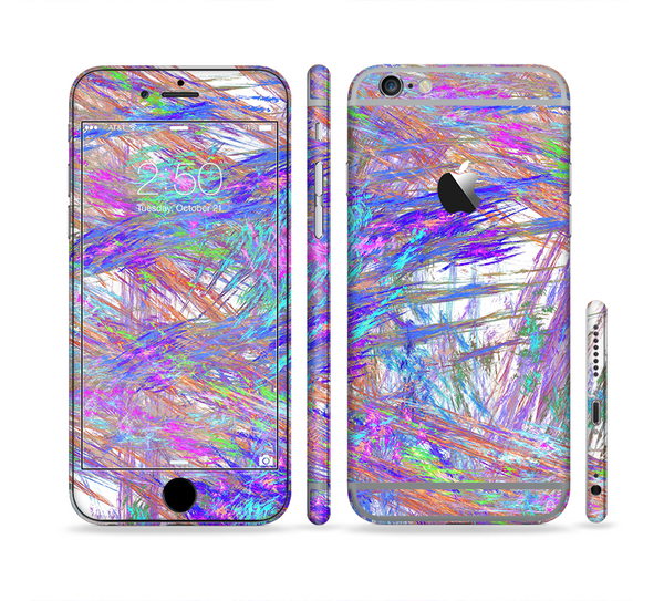 The Abstract Colorful Oil Paint Splatter Strokes Sectioned Skin Series for the Apple iPhone 6
