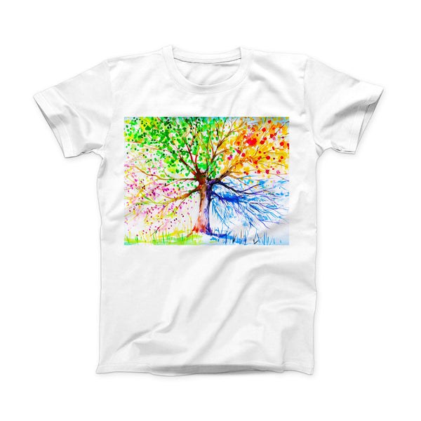The Abstract Colorful WaterColor Vivid Tree V3 ink-Fuzed Front Spot Graphic Unisex Soft-Fitted Tee Shirt
