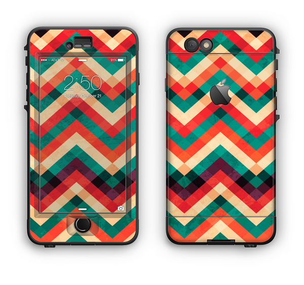The Abstract Fall Colored Chevron Pattern Apple iPhone 6 LifeProof Nuud Case Skin Set