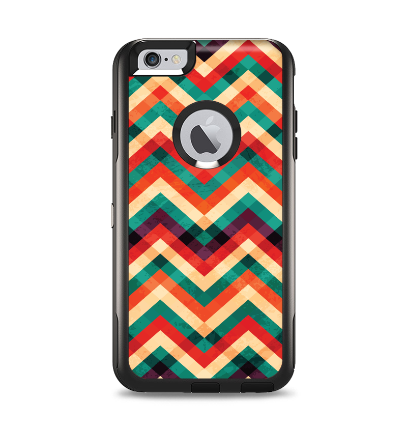 The Abstract Fall Colored Chevron Pattern Apple iPhone 6 Plus Otterbox Commuter Case Skin Set