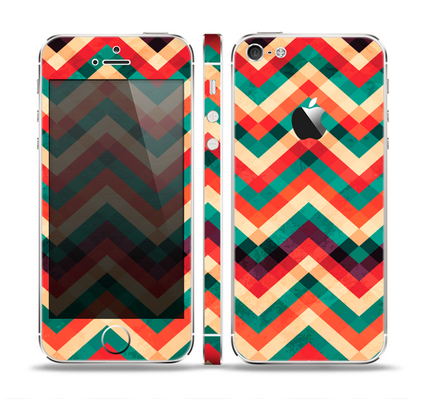 The Abstract Fall Colored Chevron Pattern Skin Set for the Apple iPhone 5