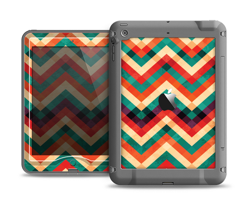 The Abstract Fall Colored Chevron Pattern Apple iPad Mini LifeProof Nuud Case Skin Set