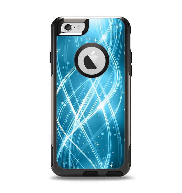 The Abstract Glowing Blue Swirls Apple iPhone 6 Otterbox Commuter Case Skin Set