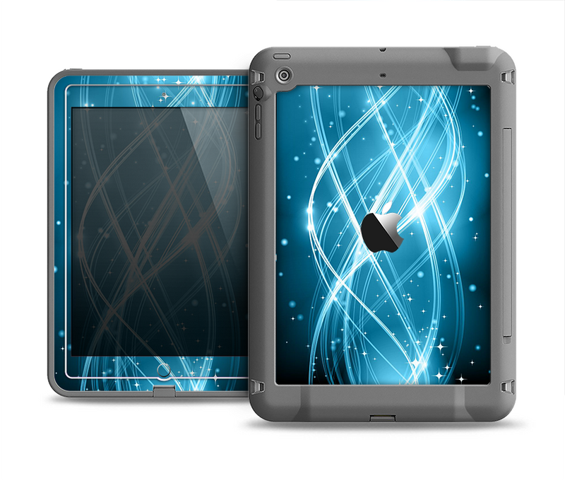 The Abstract Glowing Blue Swirls Apple iPad Air LifeProof Fre Case Skin Set