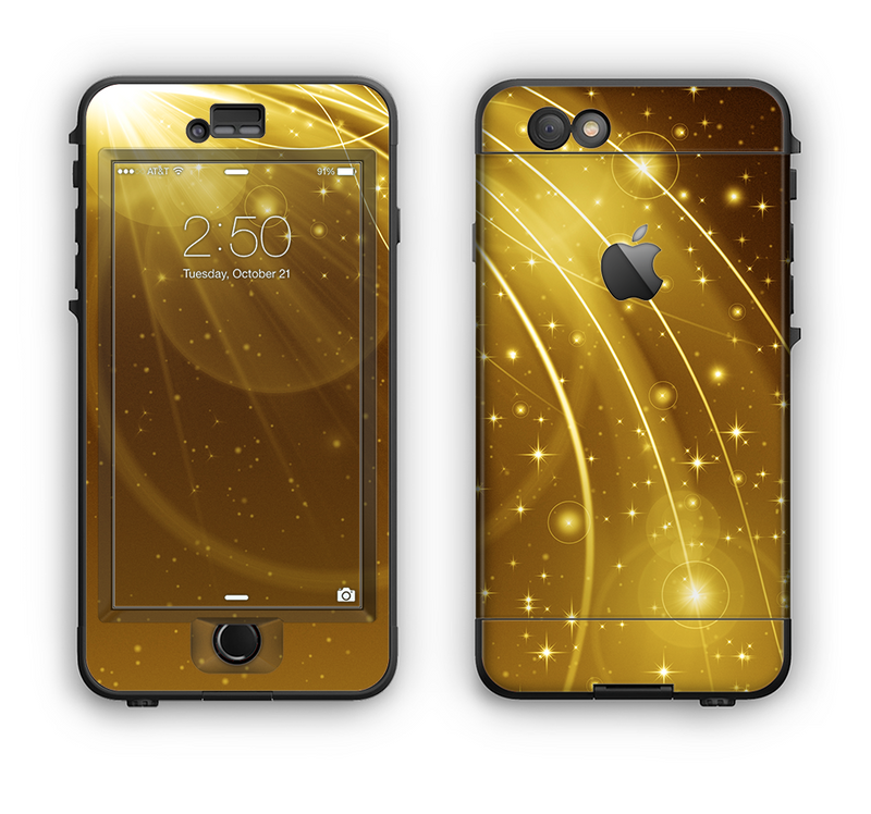 The Abstract Gold Fantasy Swoop Apple iPhone 6 LifeProof Nuud Case Skin Set