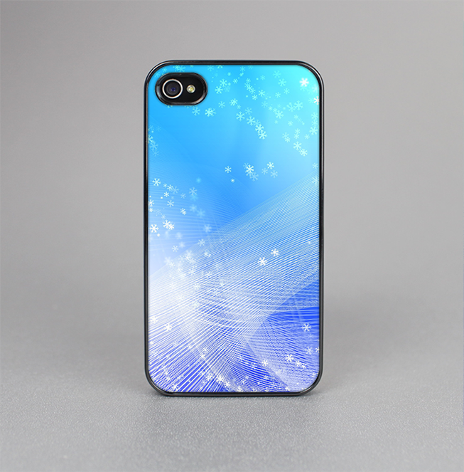 The Abstract Light Blue Scattered Snowflakes Skin-Sert for the Apple iPhone 4-4s Skin-Sert Case