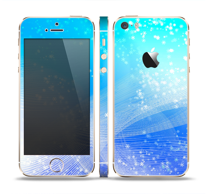 The Abstract Light Blue Scattered Snowflakes Skin Set for the Apple iPhone 5s