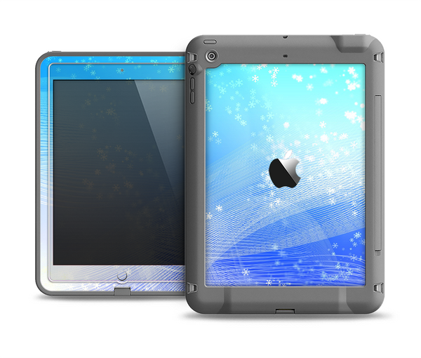 The Abstract Light Blue Scattered Snowflakes Apple iPad Mini LifeProof Fre Case Skin Set