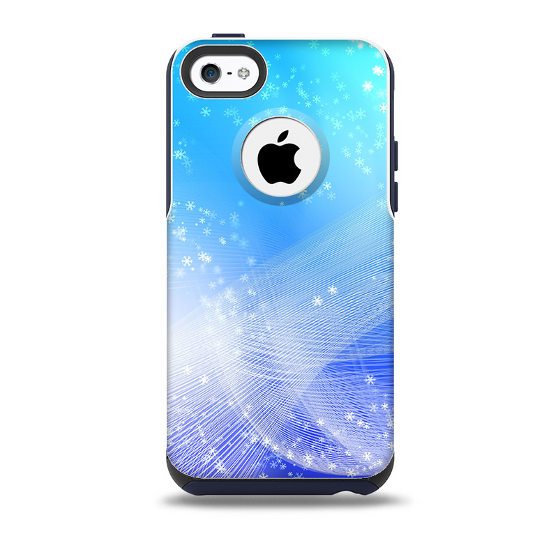 The Abstract Light Blue Scattered Snowflakes Skin for the iPhone 5c OtterBox Commuter Case
