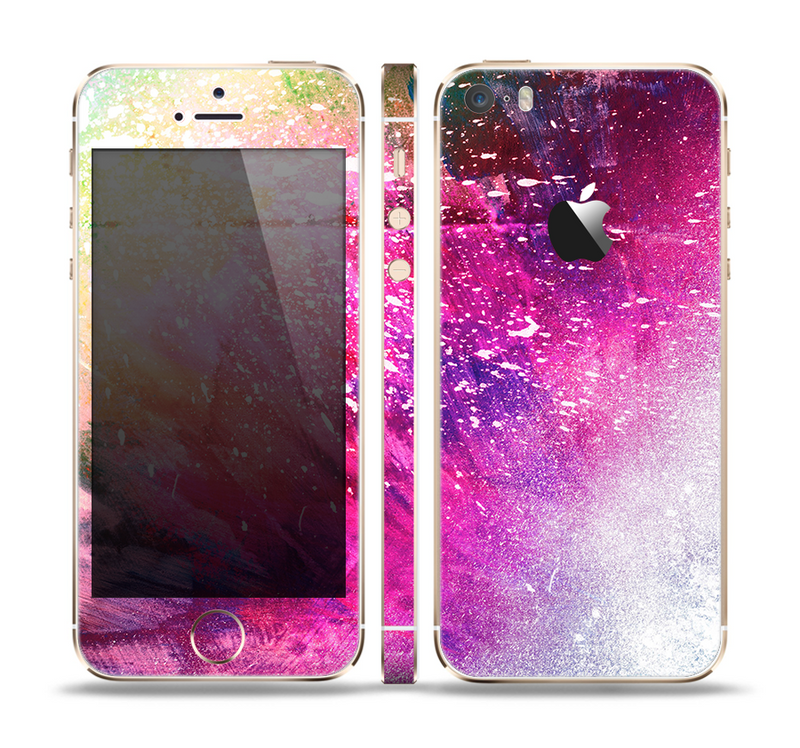 The Abstract Neon Paint Explosion Skin Set for the Apple iPhone 5s