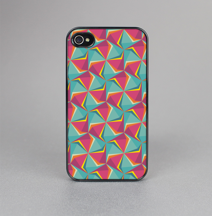 The Abstract Opened Green & Pink Cubes Skin-Sert for the Apple iPhone 4-4s Skin-Sert Case