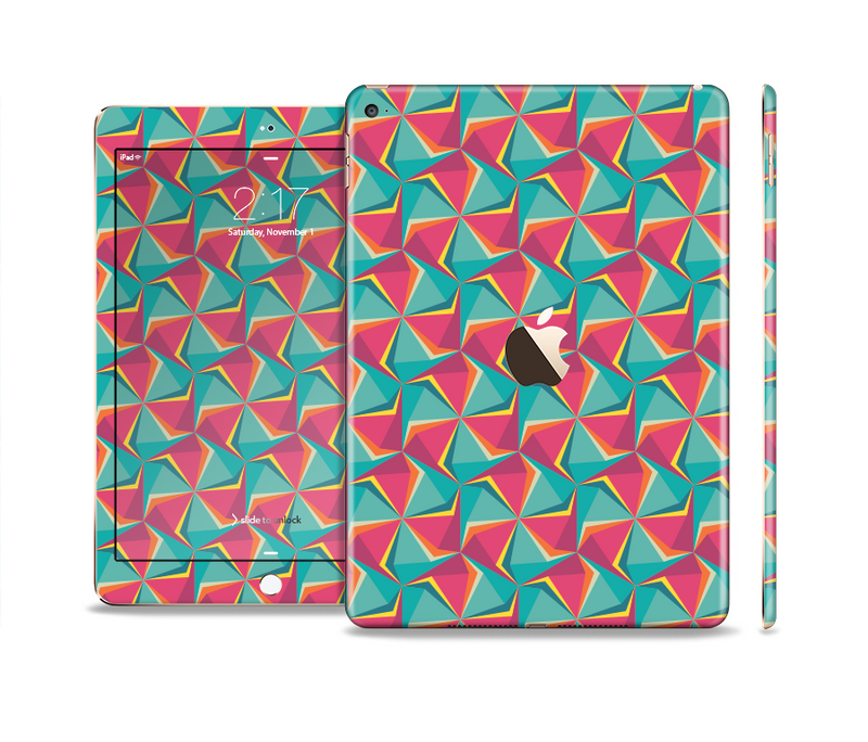 The Abstract Opened Green & Pink Cubes Skin Set for the Apple iPad Air 2
