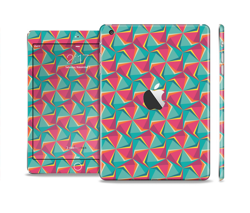 The Abstract Opened Green & Pink Cubes Full Body Skin Set for the Apple iPad Mini 2
