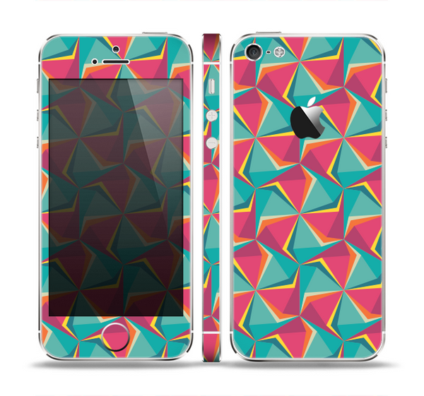The Abstract Opened Green & Pink Cubes Skin Set for the Apple iPhone 5