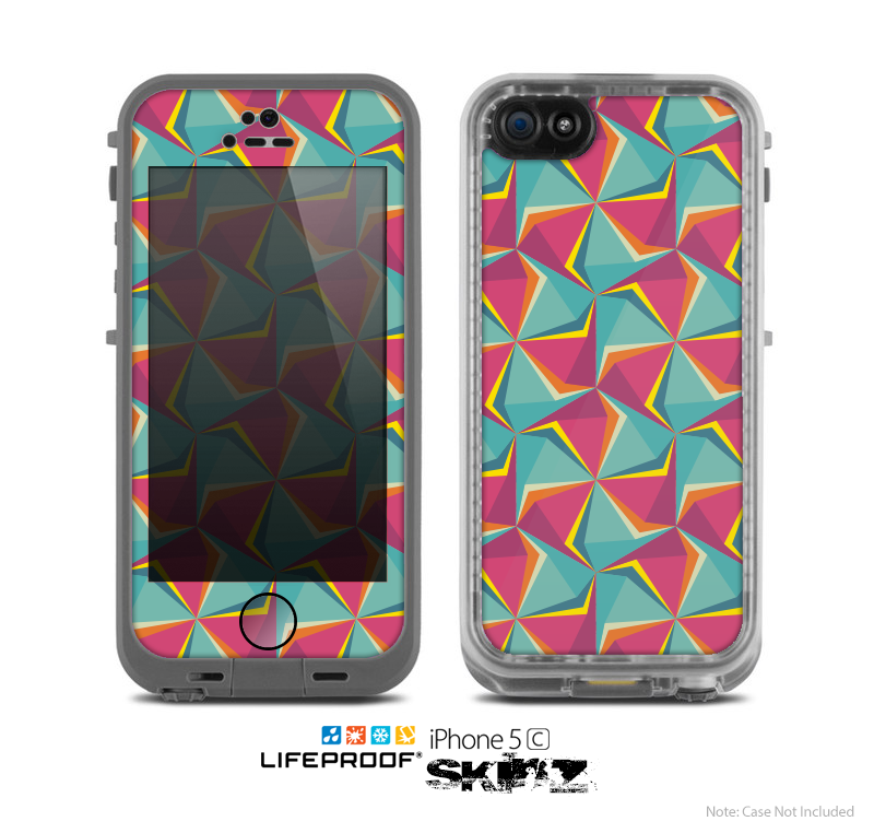 The Abstract Opened Green & Pink Cubes Skin for the Apple iPhone 5c LifeProof Case