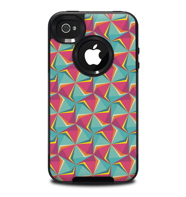 The Abstract Opened Green & Pink Cubes Skin for the iPhone 4-4s OtterBox Commuter Case