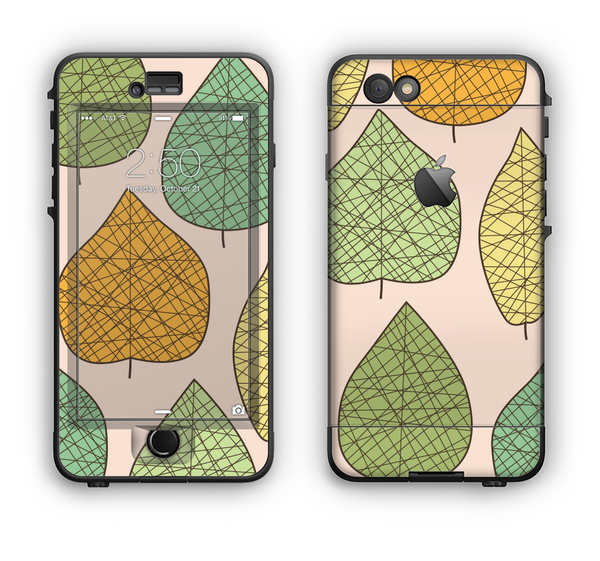 The Abstract Pastel Lined-Leaves Apple iPhone 6 LifeProof Nuud Case Skin Set