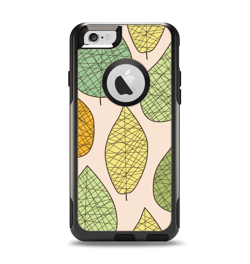 The Abstract Pastel Lined-Leaves Apple iPhone 6 Otterbox Commuter Case Skin Set