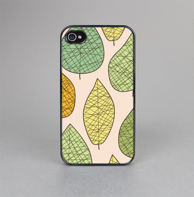 The Abstract Pastel Lined-Leaves Skin-Sert for the Apple iPhone 4-4s Skin-Sert Case