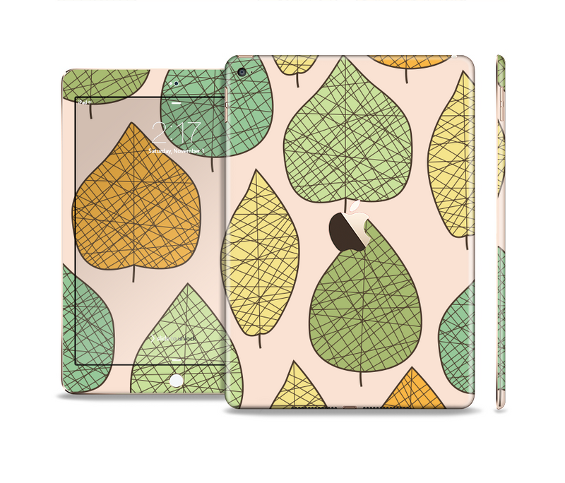The Abstract Pastel Lined-Leaves Skin Set for the Apple iPad Air 2