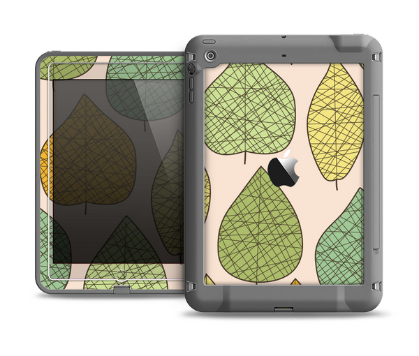 The Abstract Pastel Lined-Leaves Apple iPad Mini LifeProof Fre Case Skin Set
