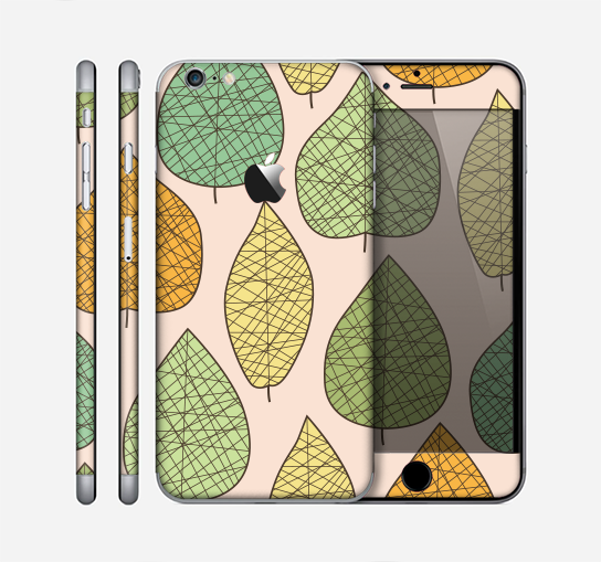 The Abstract Pastel Lined-Leaves Skin for the Apple iPhone 6 Plus