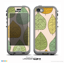 The Abstract Pastel Lined-Leaves Skin for the iPhone 5c nüüd LifeProof Case