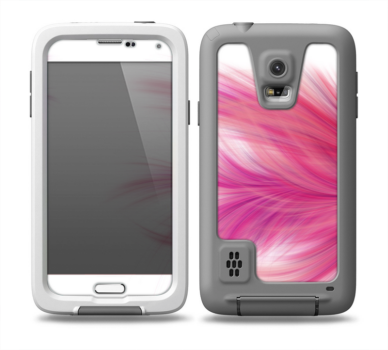 The Abstract Pink Flowing Feather Skin for the Samsung Galaxy S5 frē LifeProof Case