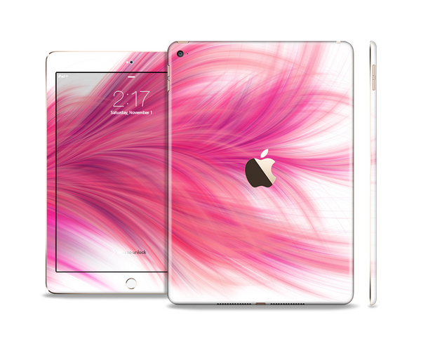 The Abstract Pink Flowing Feather Skin Set for the Apple iPad Air 2