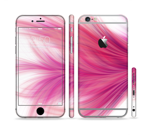 The Abstract Pink Flowing Feather Sectioned Skin Series for the Apple iPhone 6 Plus