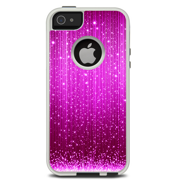 The Abstract Pink Neon Rain Curtain Skin For The iPhone 5-5s Otterbox Commuter Case