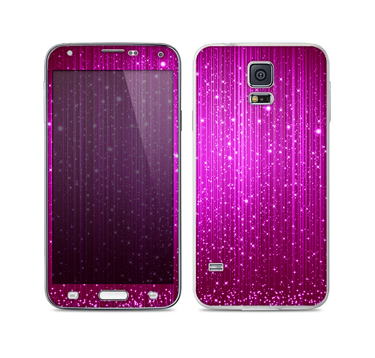 The Abstract Pink Neon Rain Curtain Skin For the Samsung Galaxy S5