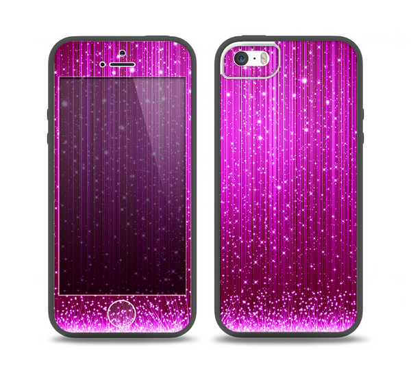The Abstract Pink Neon Rain Curtain Skin Set for the iPhone 5-5s Skech Glow Case