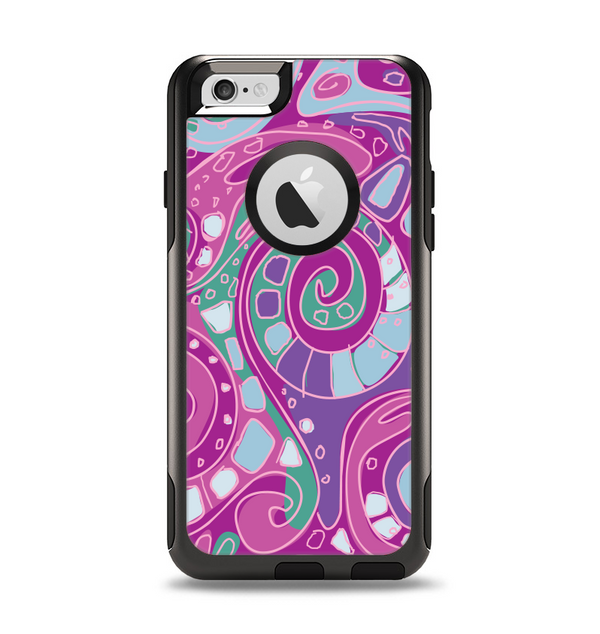 The Abstract Pink & Purple Vector Swirled Pattern Apple iPhone 6 Otterbox Commuter Case Skin Set